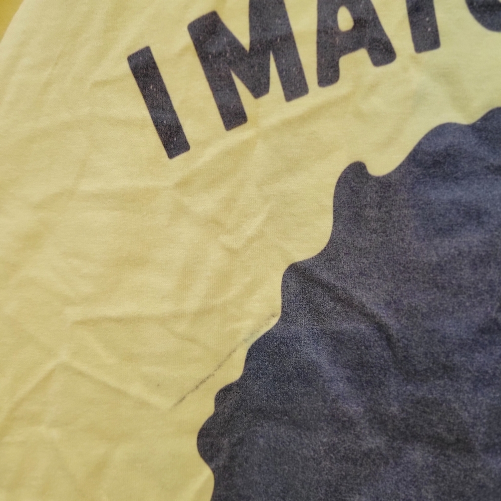 Port and Company Short Sleeved Yellow Tee / Woman With Afro and Hoop Earrings - Picture 2 of 8